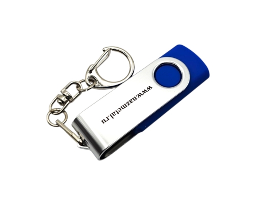 Флешка Пластиковая Твистер "Twister" S215 синий, гравировка с чернением 1+1