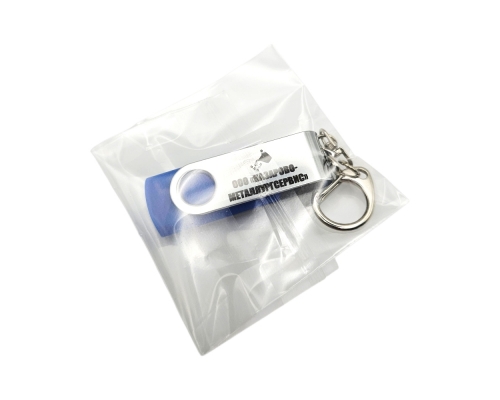 Флешка Пластиковая Твистер "Twister" S215 синий, гравировка с чернением 1+1