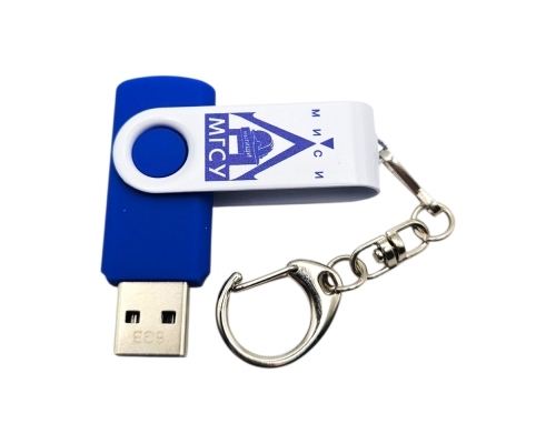 Флешка Пластиковая Твистер "Twister" S319 синий-белый, уф-печать 4+4