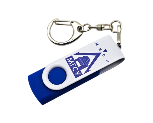 Флешка Пластиковая Твистер "Twister" S319 синий-белый, уф-печать 4+4