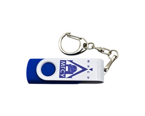 Флешка Пластиковая Твистер "Twister" S319 синий-белый, уф-печать 4+4