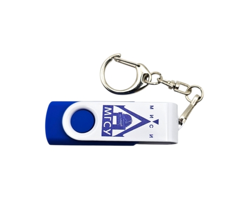 Флешка Пластиковая Твистер "Twister" S319 синий-белый, уф-печать 4+4