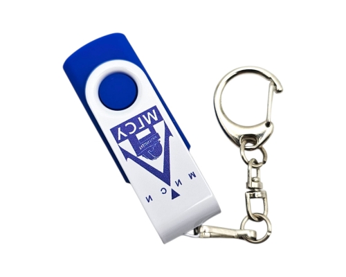 Флешка Пластиковая Твистер "Twister" S319 синий-белый, уф-печать 4+4