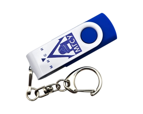 Флешка Пластиковая Твистер "Twister" S319 синий-белый, уф-печать 4+4