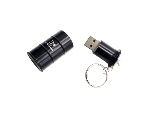 Флешка Металлическая Бочка "Barrel" R299 черная, гравировка