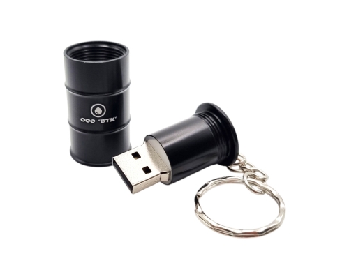 Флешка Металлическая Бочка "Barrel" R299 черная, гравировка