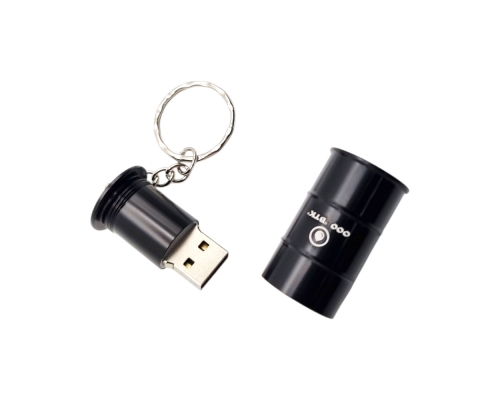 Флешка Металлическая Бочка "Barrel" R299 черная, гравировка