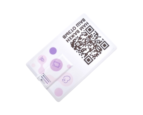 Флешка Пластиковая Визитка "Visit Card" S78 белая, уф-печать