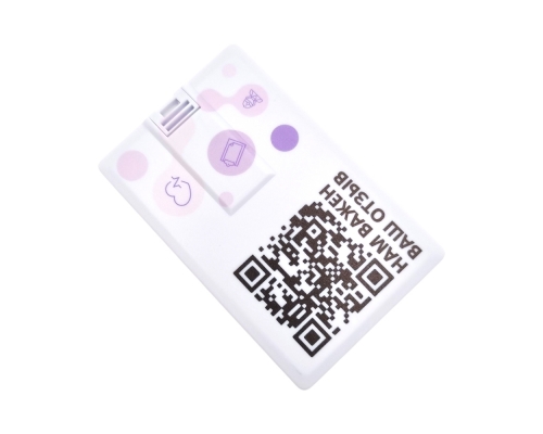 Флешка Пластиковая Визитка "Visit Card" S78 белая, уф-печать