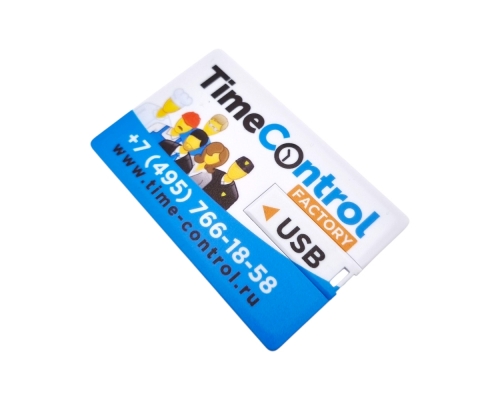 Флешка Пластиковая Визитка "Visit Card" S78 белая, уф-печать