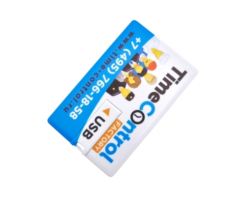 Флешка Пластиковая Визитка "Visit Card" S78 белая, уф-печать