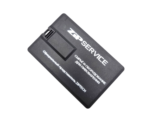 Флешка Пластиковая Визитка "Visit Card" S78 черная, уф-печать 1+1, белила