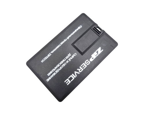 Флешка Пластиковая Визитка "Visit Card" S78 черная, уф-печать 1+1, белила