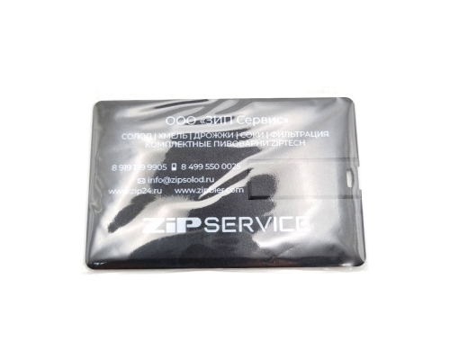 Флешка Пластиковая Визитка "Visit Card" S78 черная, уф-печать 1+1, белила