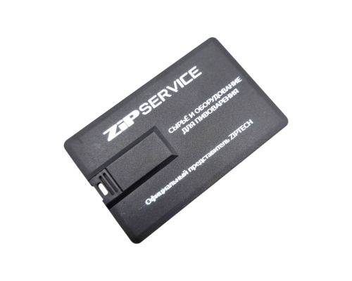 Флешка Пластиковая Визитка "Visit Card" S78 черная, уф-печать 1+1, белила