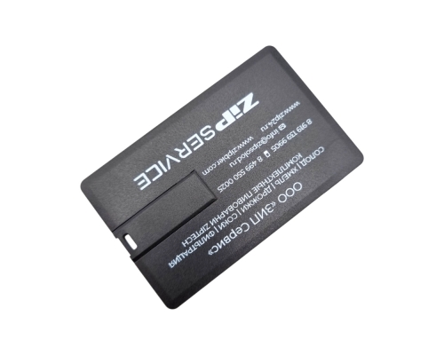 Флешка Пластиковая Визитка "Visit Card" S78 черная, уф-печать 1+1, белила