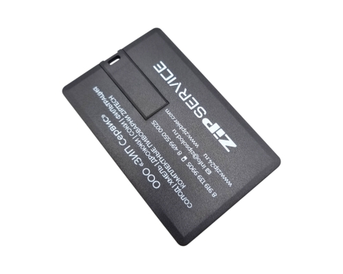 Флешка Пластиковая Визитка "Visit Card" S78 черная, уф-печать 1+1, белила