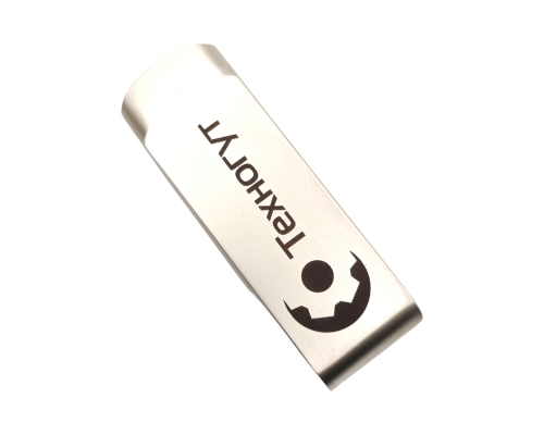 Флешка Металлическая Твистер Одус "Twister Odus" R505 серебряный матовый, гравировка с чернением