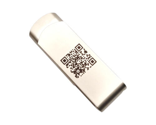 Флешка Металлическая Твистер Одус "Twister Odus" R505 серебряный матовый, гравировка с чернением