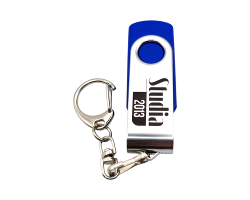 Флешка Пластиковая Твистер "Twister" S215 синий, гравировка с чернением 1+1