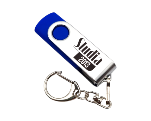 Флешка Пластиковая Твистер "Twister" S215 синий, гравировка с чернением 1+1