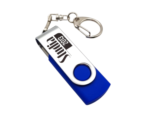 Флешка Пластиковая Твистер "Twister" S215 синий, гравировка с чернением 1+1