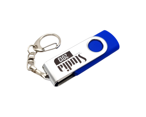 Флешка Пластиковая Твистер "Twister" S215 синий, гравировка с чернением 1+1