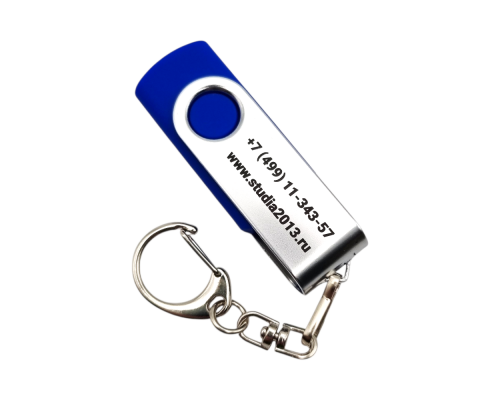 Флешка Пластиковая Твистер "Twister" S215 синий, гравировка с чернением 1+1