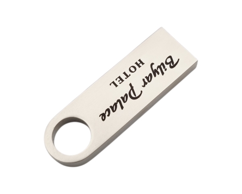 Флешка Металлическая Сензо "Senzo" R223 серебристый, гравировка с чернением 1+1