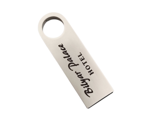 Флешка Металлическая Сензо "Senzo" R223 серебристый, гравировка с чернением 1+1