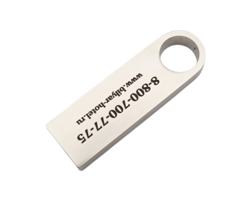 Флешка Металлическая Сензо "Senzo" R223 серебристый, гравировка с чернением 1+1