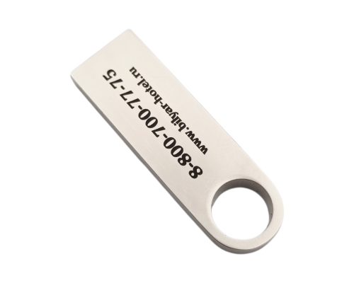 Флешка Металлическая Сензо "Senzo" R223 серебристый, гравировка с чернением 1+1