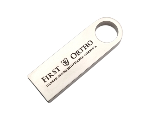 Флешка Металлическая Сензо "Senzo" R223 серебристая, гравировка с чернением