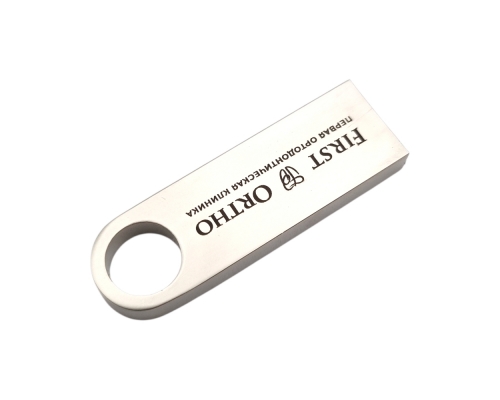 Флешка Металлическая Сензо "Senzo" R223 серебристая, гравировка с чернением