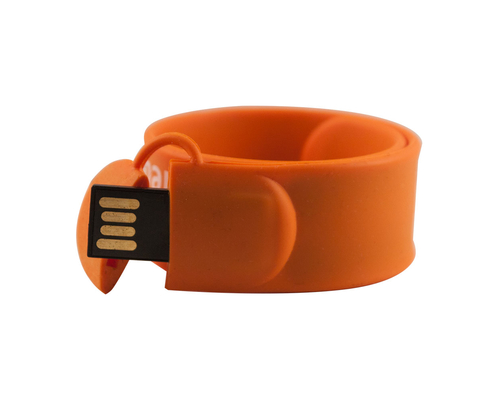 Флешка Силиконовая Браслет Слап "Bracelet Slap" V169 оранжевый, шелкография 1+0