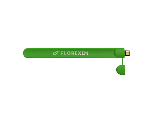 Флешка Силиконовый Браслет "Bracelet Slap" V169 зелёный, шелкография 1+0