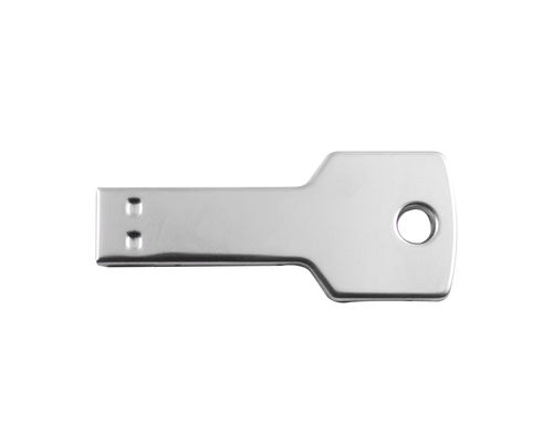 Флешке Металлический Ключ "Key" R145 серебряный глянцевый, гравировка 1+0, чернение