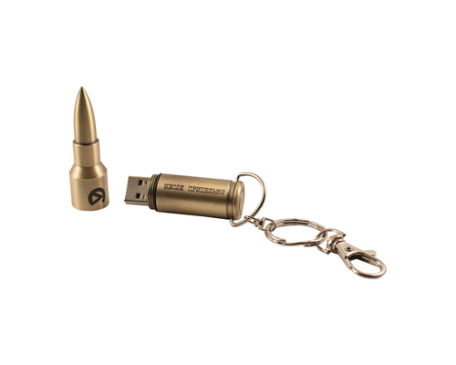 Флешка Металлическая Пуля "Bullet" R55 бронзовый, гравировка, чернение