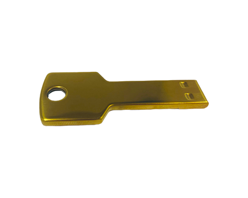 Флешка Металлическая Ключ "Key" R145 золотой глянец, гравировка, чернение  1+0