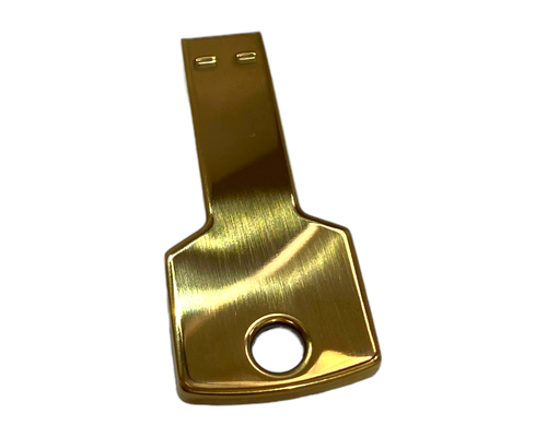 Флешка Металлическая Ключ "Key" R145 золотой глянец, гравировка, чернение 1+0