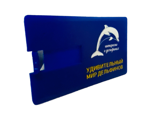 Флешка Пластиковая Визитка "Visit Card" S78 синяя, шелкография 2+0