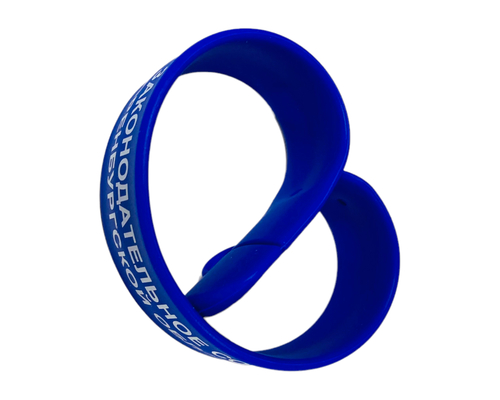 Флешка Силиконовая Браслет Слап "Bracelet Slap" V169 синяя, тампопечать 1+0