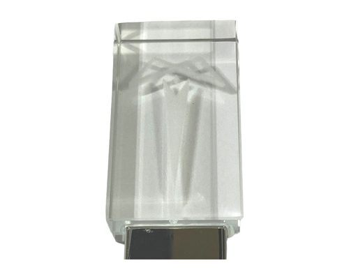 Флешка Стеклянная Кристалл "Crystal Glass Metal" W14 серебряная, гравировка 3D, гравировка 1+1