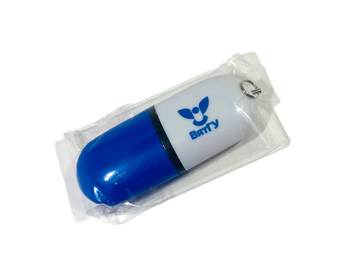 Флешка Пластиковая Капсула "Capsule" S126 белая-синяя, уф-печать 1+1