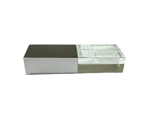 Флешка Стеклянная Кристалл "Crystal Glass Metal" W14 серебряная, гравировка 3D
