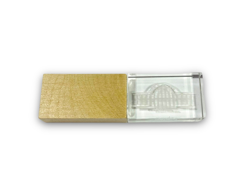 Флешка Стеклянная Кристалл "Crystal Glass Wood" W83 желтый, гравировка 3D