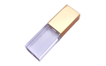 Флешка Стеклянная Кристалл "Crystal Glass Metal" W14 золотой глянец 256 Гб