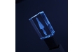 Флешка Стеклянная Кристалл "Crystal Glass Metal" W14 серебряный глянцевый, гравировка 3D, гравировка с чернением 1+1
