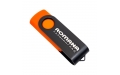 Флешка Пластиковая Твистер "Twister" S131 оранжевый-черный, гравировка 1+1