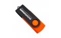 Флешка Пластиковая Твистер "Twister" S131 оранжевый-черный, гравировка 1+1